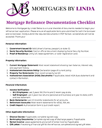 Mortgages By Linda Mortgage Refinance Documentation Checklist